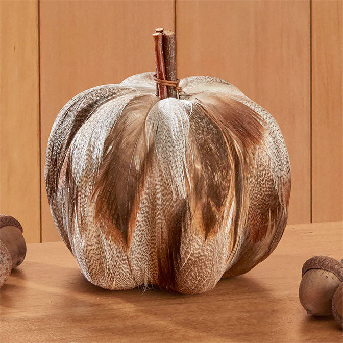 Assorted 3.25 Inch Feather Pumpkins (4 Styles)