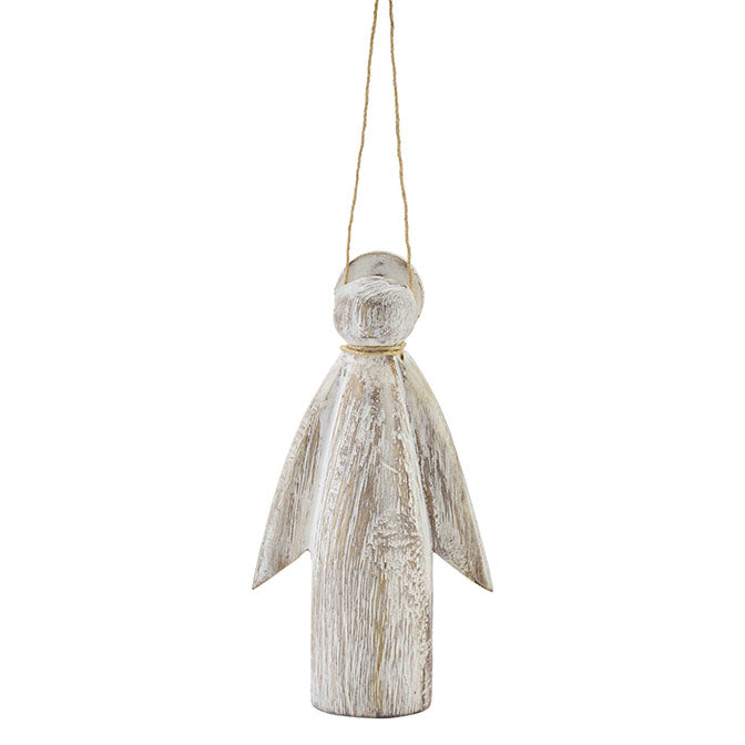 White Wood Angel Ornament