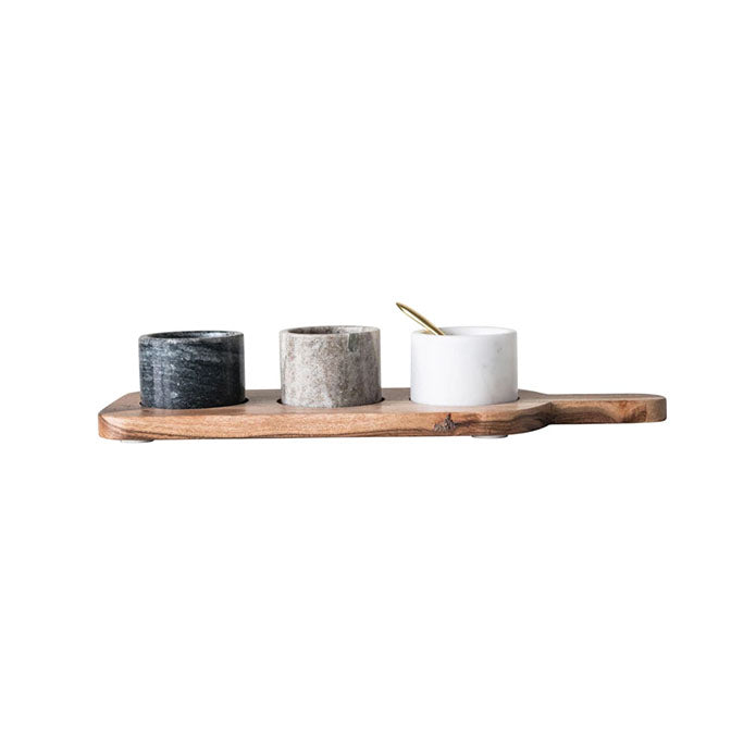 Board with 3 Pinch Pots and Spoon, Set of 5