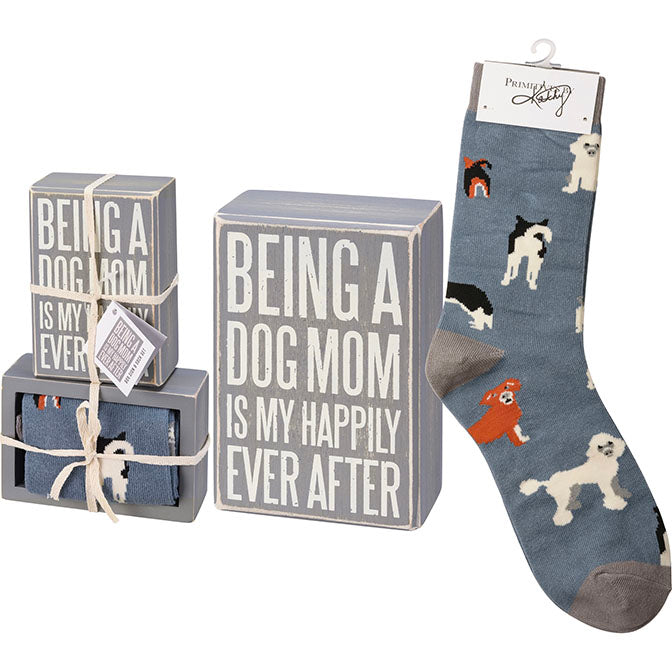 Dog Mom Happily Ever After Box Sign And Sock Set