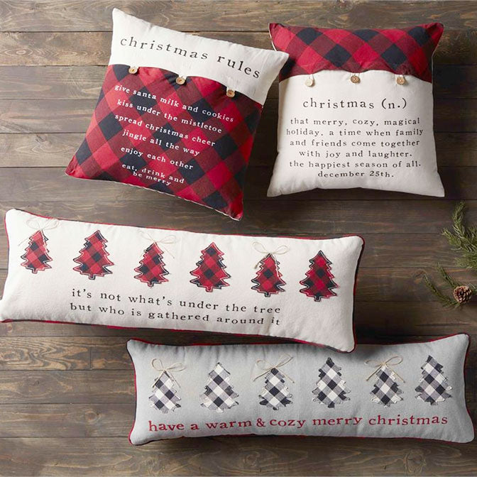 Cream Checkered Tree Pillow