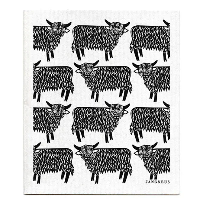 Highland Cow Black Swedish Dishcloth