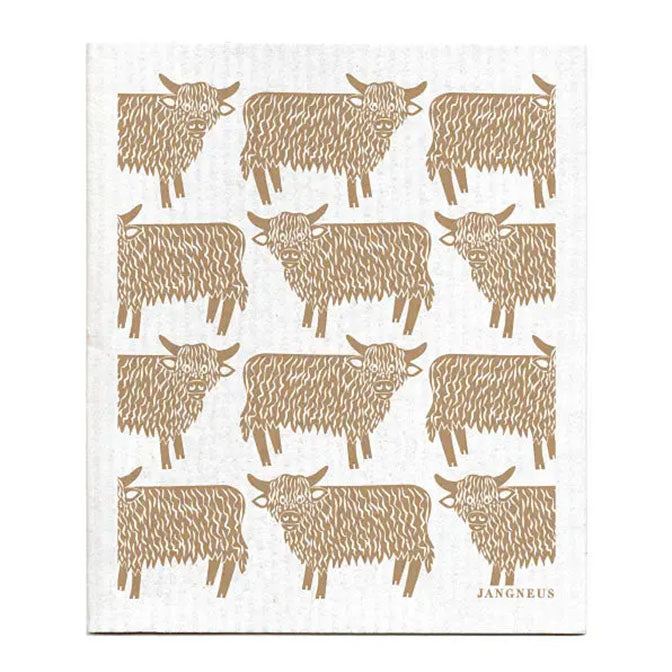Highland Cow Sand Swedish Dishcloth