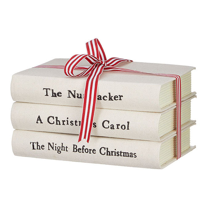 8" Cream Stacked Christmas Books