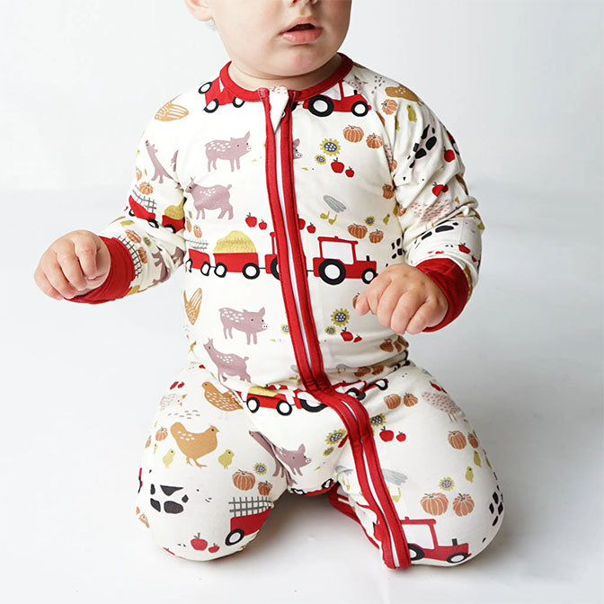 Farm Friends Animals Bamboo Baby Convertible Footie Pajama
