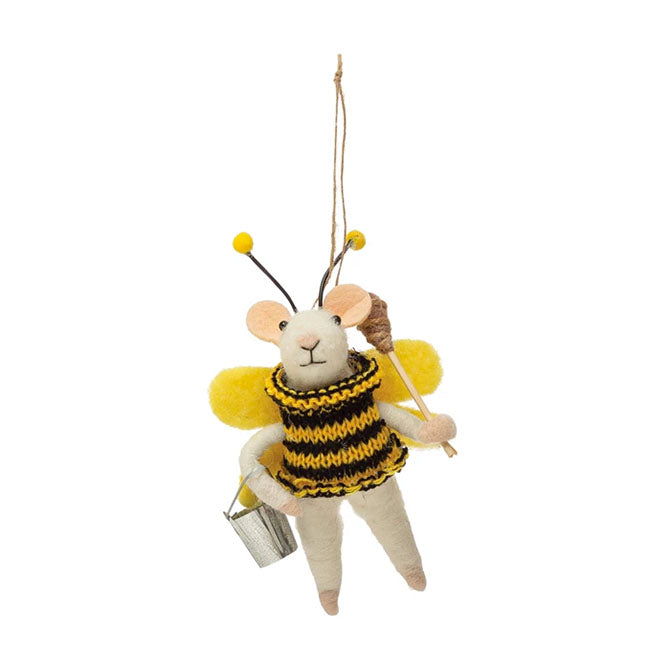 Wool Felt Animals in Bee Suit Ornament
