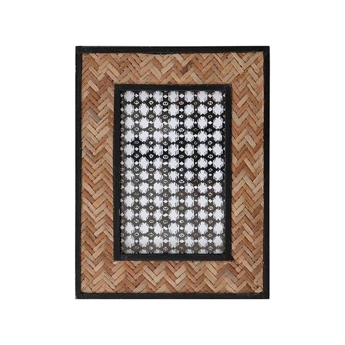 Bamboo Photo Frame with Herringbone Pattern