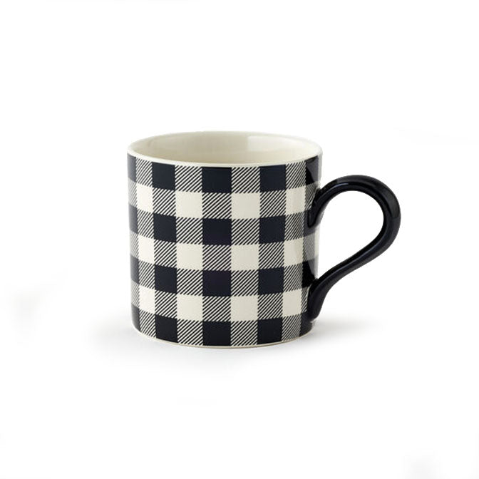 Black & White Gingham Stoneware Mugs