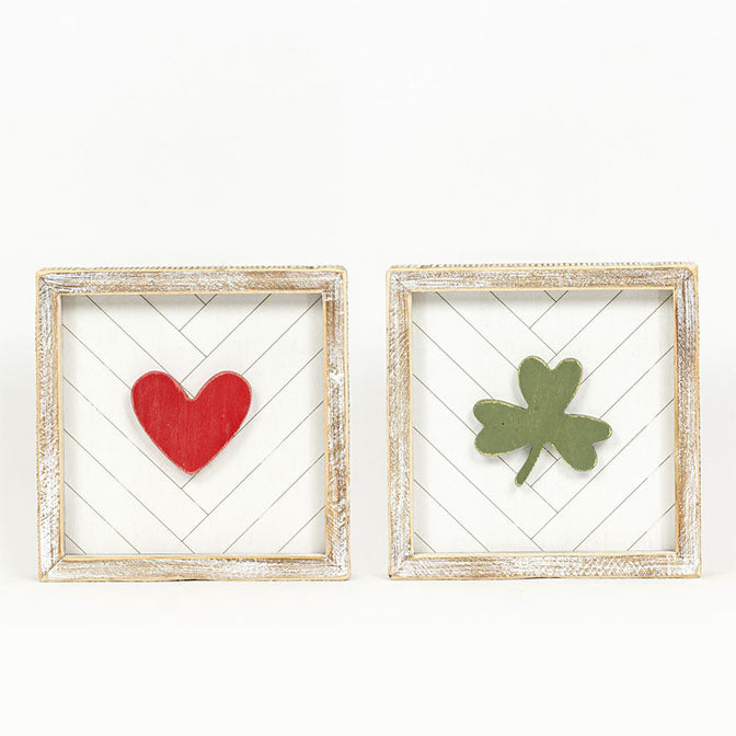 Heart and Shamrock Reversible Wall Hang