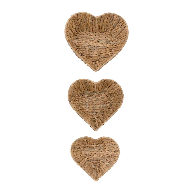 Hand-Woven Water Hyacinth Heart Shaped Baskets