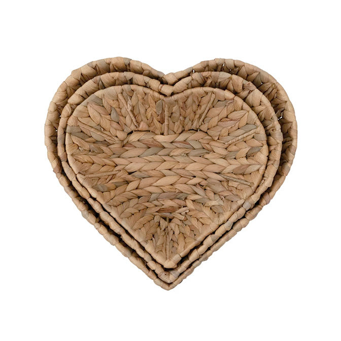 Hand-Woven Water Hyacinth Heart Shaped Baskets