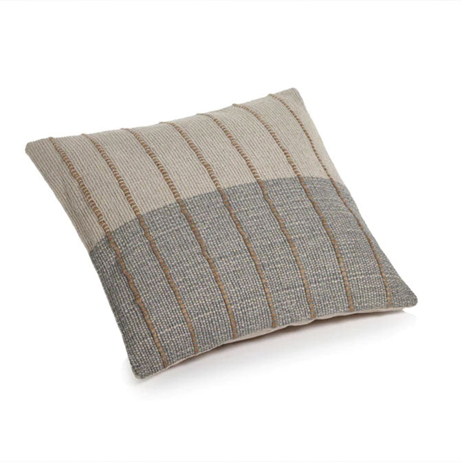 Malaga Cotton Stripe Throw Pillow - Grey