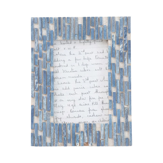 Mango Wood Blue & Cream Photo Frame