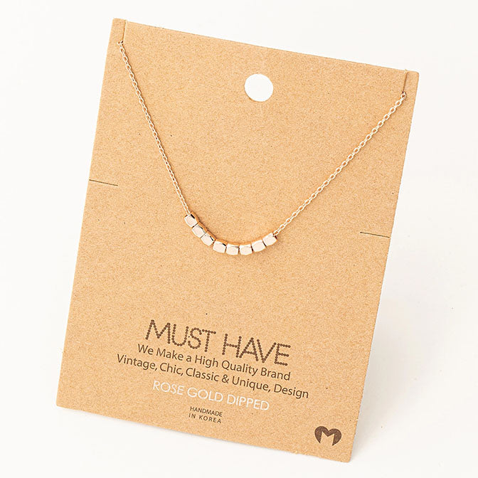 Metallic Mini Cubes Necklace-Rose