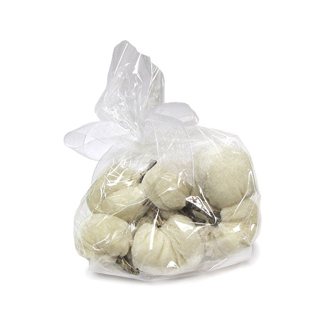Bag of 6 Mini Velvet Cream Pumpkins