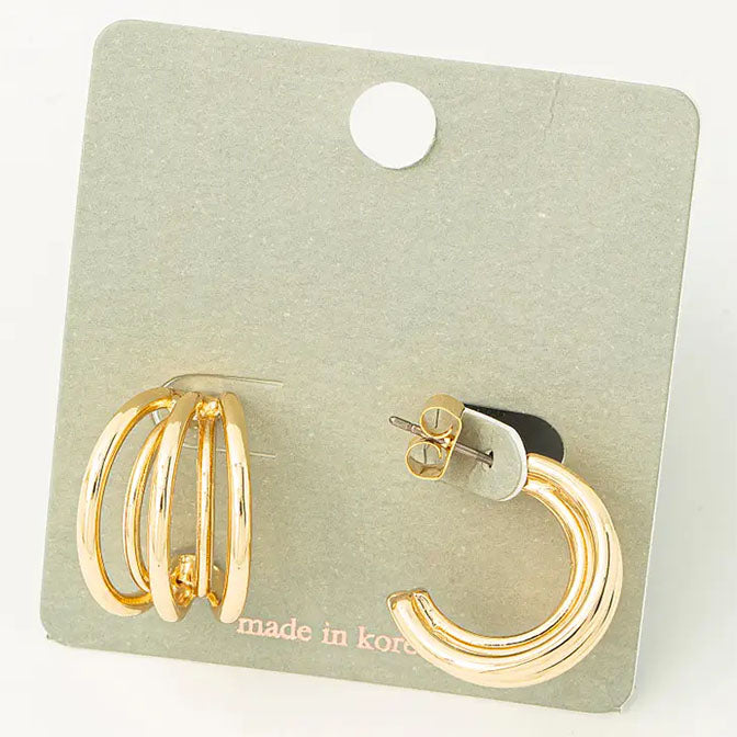 Mini Triple Strand Circle Hoop Earrings