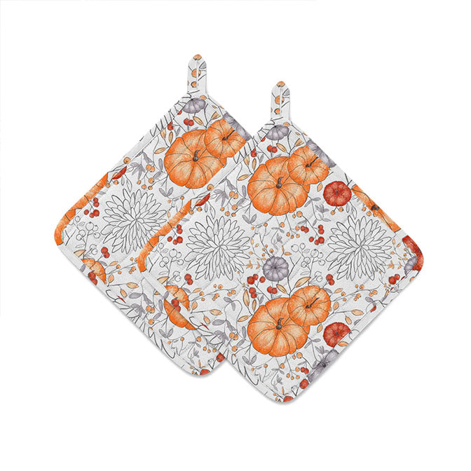 October Pumpkin Pot Holder Set of 2