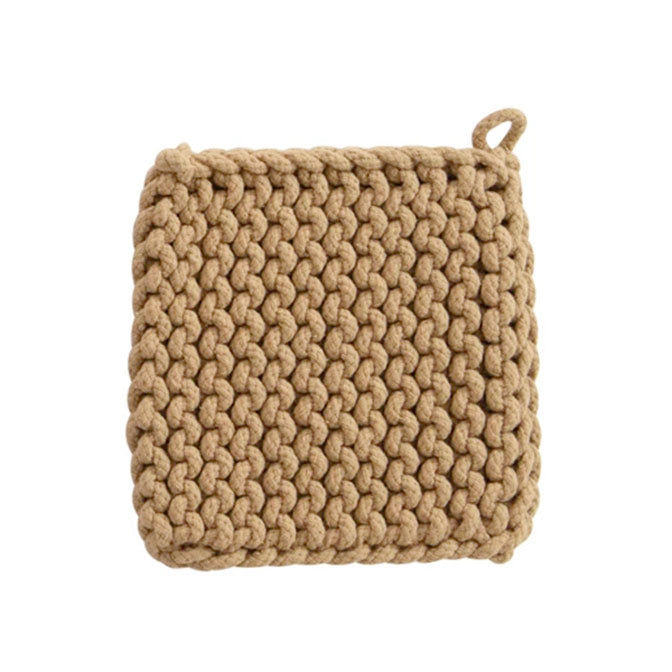Mustard & Toffee Square Cotton Crocheted Pot Holder
