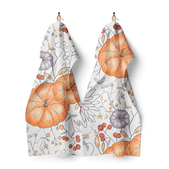 October Pumpkin Kitchen Towel Set of 2