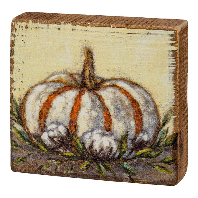 White and Orange Pumpkin Block Sign