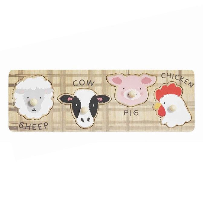 Wood Farm Animal Face Puzzle