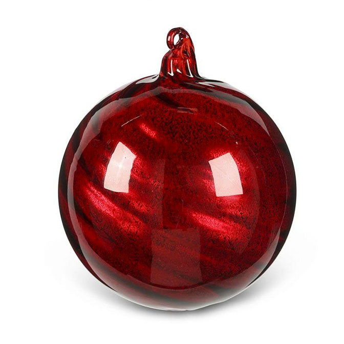 Red Glass Ribbon Swirl Ornament
