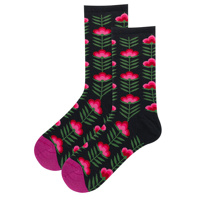 Womens Retro Floral Crew Sock