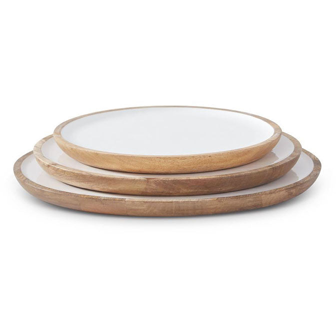 Ribbed Whitewashed Wood Trays