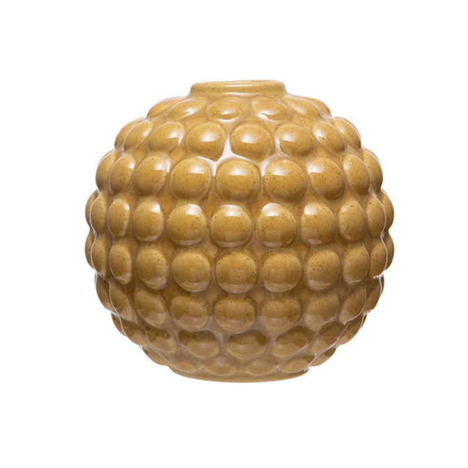 Round Embossed Stoneware Vase