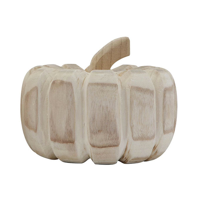 Large Hand-Carved Paulownia Wood Pumpkin