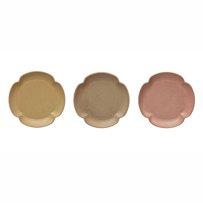 Round Stoneware Scalloped Plate, Reactive Glaze
