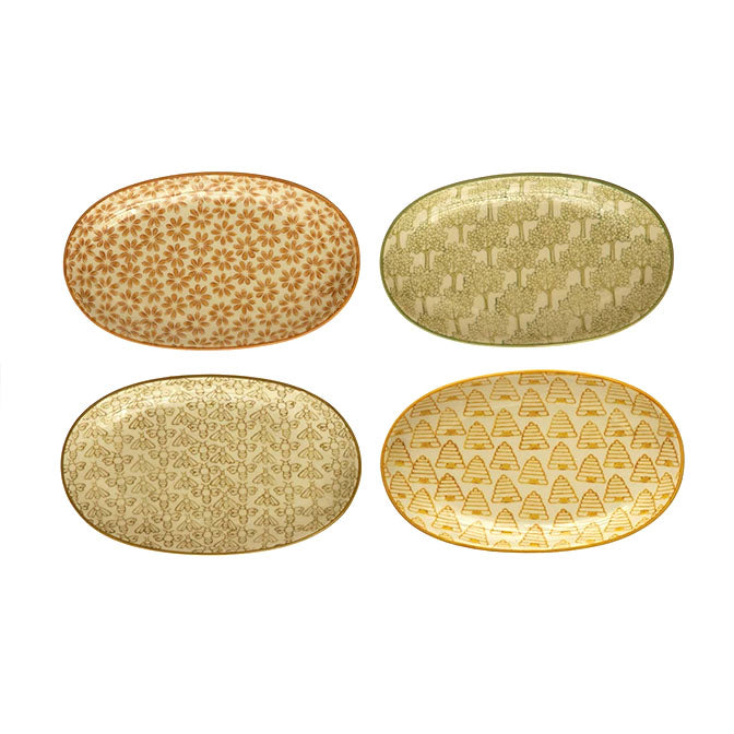 Hand Stamped Stoneware Plates with Assorted Patterns