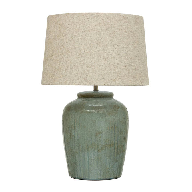 Stoneware Table Lamp with Linen Shade