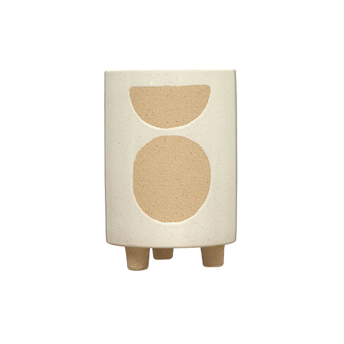Circle Stoneware Footed Planter