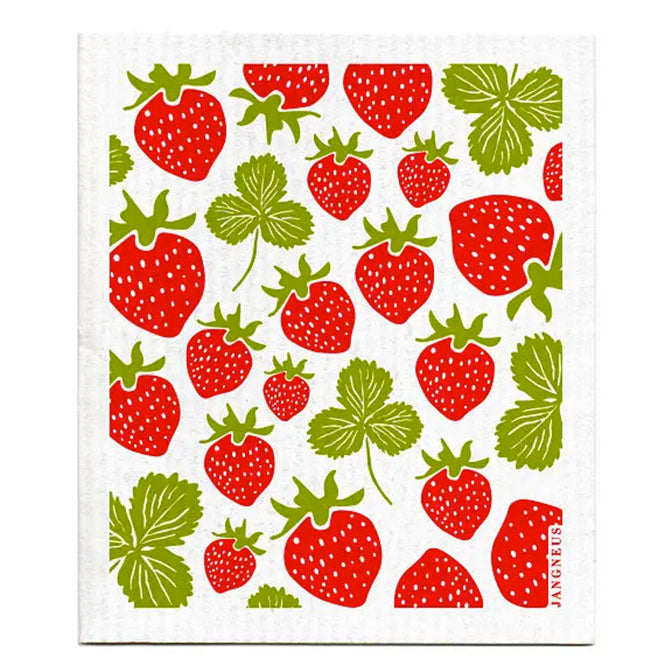 Red Strawberries Swedish Dishcloth