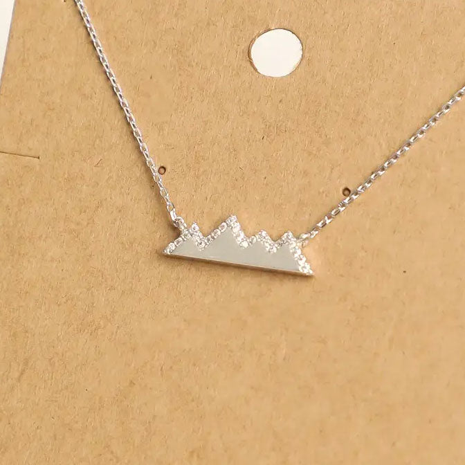 Studded Mountain Range Necklace Silver