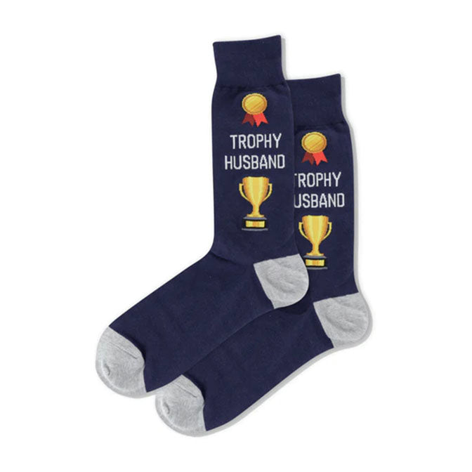 Trophy Husband Crew Socks- Navy
