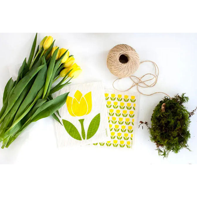 Yellow Tulip Swedish Dishcloth