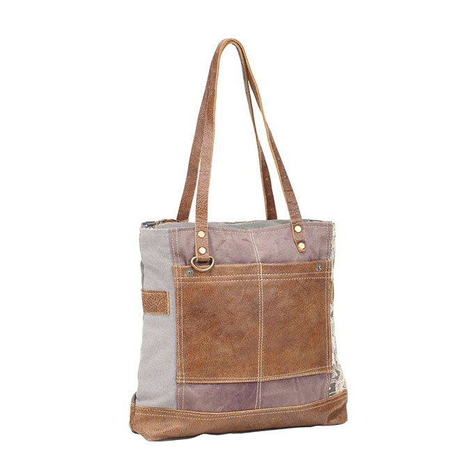 Side Floral Print Canvas Tote Bag