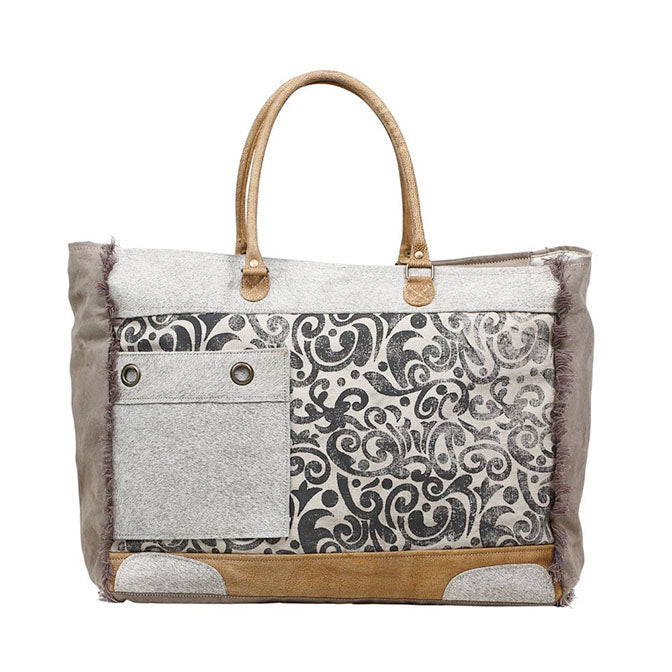 Suzanne Hide & Floral Print Weekender Bag