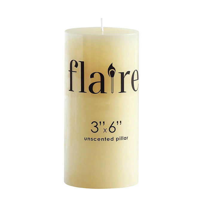 3" Round x 6"H Unscented Pillar Candle