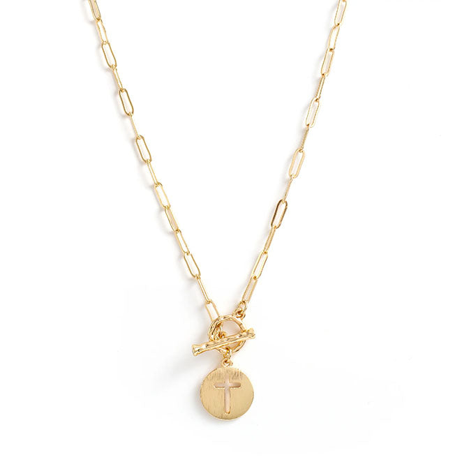 Cross Toggle Necklace-Gold