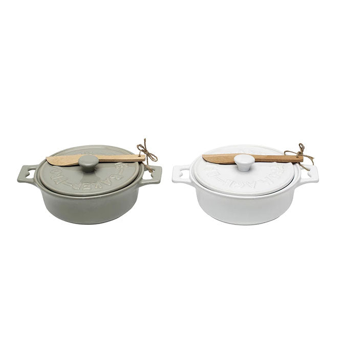 Brie Baker with Lid and Spreader,
