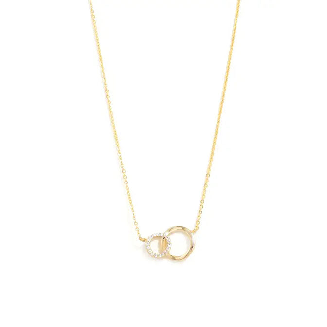 Delicate Double Circle Necklace-Gold