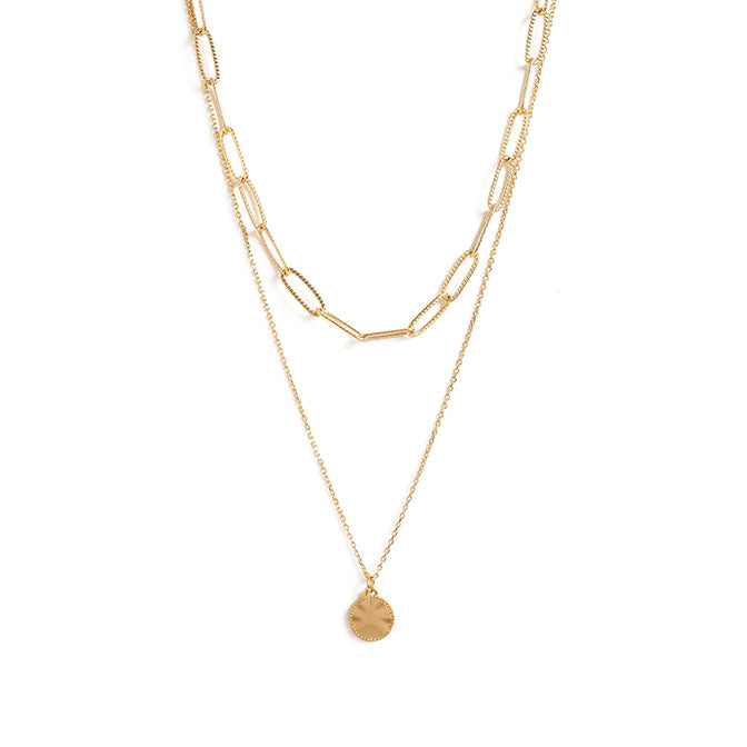 Double Layer Necklace w/Pendant-Gold
