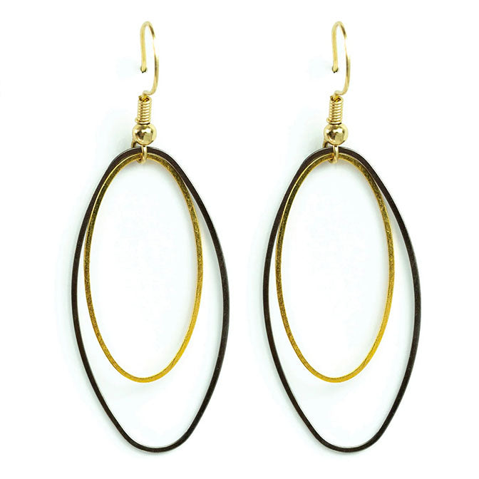 Two-Tone Oval Dangle Earring