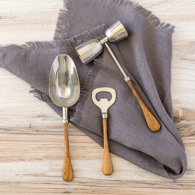 Wood Handled Barware Set