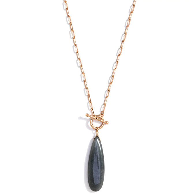 Long Jade Toggle Necklace-Grey
