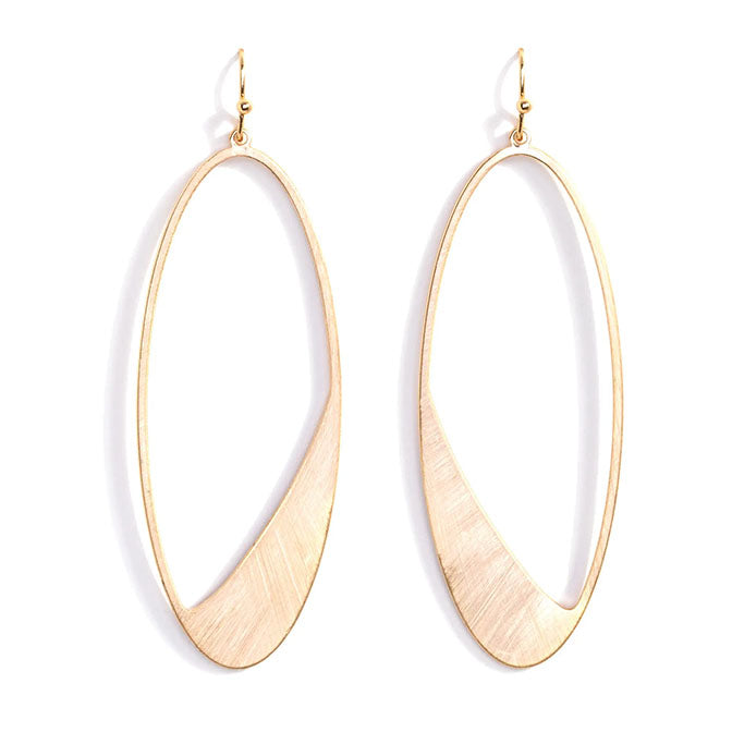 Contemporary Long Oval Earring-Gold