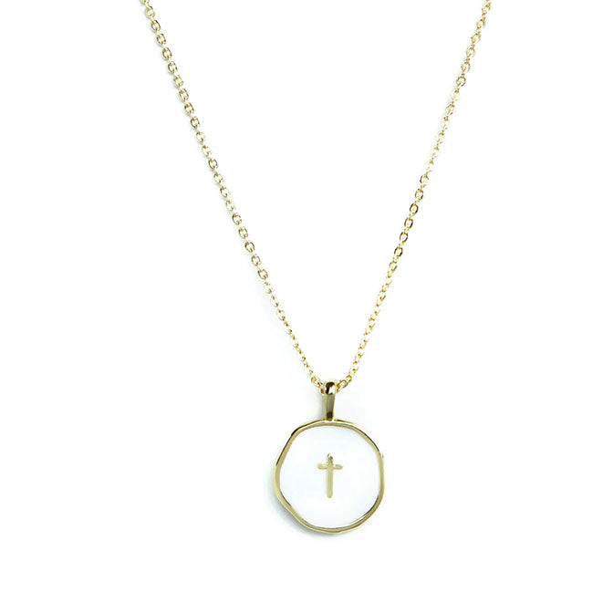 Tiny Cross Pendant - White